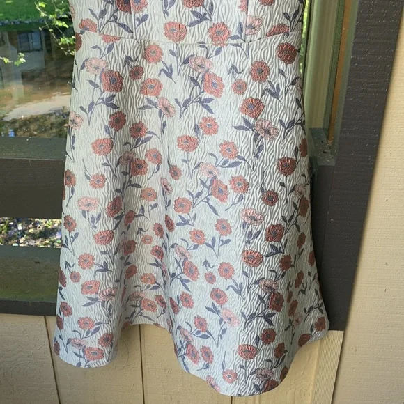 Gal Meets Glam Sz 6P fit n’ flare silver embossed floral dress pink NEW formal - Picture 4 of 17